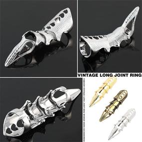 img 1 attached to Adjustable Punk Gothic Claw Knuckle Ring Set - 2-4 Pieces for Women, Men, Girls, Boys, Teens - 💀 Ideal for Halloween Costume, Cosplay, and Parties - Unique Rock Jewelry Gift Accessory with Full Armor and Hinged Joints