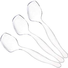 img 4 attached to Premium Quality Disposable Serving Spoons - Clear, Heavy Duty Plastic (Pack of 12)