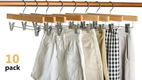 img 3 attached to 👖 Amber Home Natural Wooden Pants Skirts Hangers 10 Pack with Adjustable Clips - Ideal for Slacks, Jeans, and Shorts (Natural, 10 Pack)