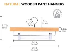 img 2 attached to 👖 Amber Home Natural Wooden Pants Skirts Hangers 10 Pack with Adjustable Clips - Ideal for Slacks, Jeans, and Shorts (Natural, 10 Pack)