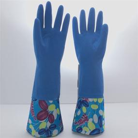 img 1 attached to Pack of 3 Long Cuff Latex Cleaning Gloves, 16 inches Long - Reusable, Waterproof Kitchen Gloves (Large)