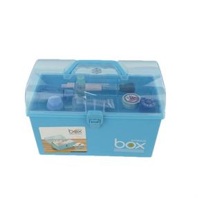 img 4 attached to Compact and Versatile Pekky Small Plastic Medicine/Art Supply Craft Storage Box with Tray and Handle - Blue