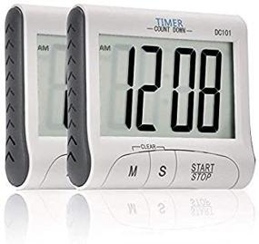 img 3 attached to ⏰ 2 Packs of Ingleby Mini Portable Large Digital LCD Display Clock with Loud Alarm, Cooking Kitchen Timer, Sport Stopwatches, Magnetic Stand, and Battery Included