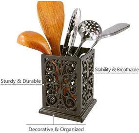 img 2 attached to Vintage Decorative Kitchen Utensil Holder: Organize Countertop Cooking - Coffee Gold Utensil Caddy