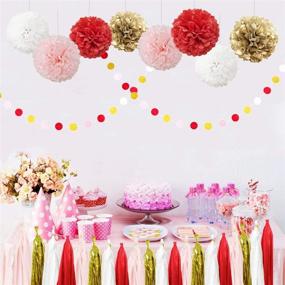img 3 attached to 🎉 InBy 30pcs Red Tissue Paper Pom Poms Tassel Garland Party Decoration Kit - Perfect for Baby Shower, Bridal Wedding, Bachelorette, Birthday, Graduation Supplies - Red, Gold, Pink, White