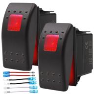 keing waterproof rocker switch toggle - on/off red led light - 12v 20amp 24v 10amp, 3 pin | automotive, marine, boats, trucks trailers and more (2 pack) logo