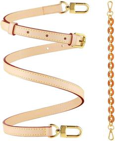 img 4 attached to 👜 Chic and Stylish Vachetta Leather Replacement Strap Set for Pochette Accessoires, Speedy Nano Noe, and More - Beige