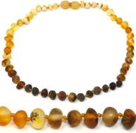 mama natural amber necklace (12 inches) - 100% raw unpolished baltic sea 📿 amber - authentic certified - double knotted beads - safety tension-release pop clasp - unisex logo