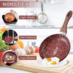 img 3 attached to 🍳 CS Nonstick Cookware Set by KOCH SYSTEME - Saucepan and Frying Pans/Skillets Set, Induction Cooker Compatible, Red Stone-Derived Nonstick Coating &amp; Cool-to-Touch Bakelite Handle, PFOS PFOA Free, 5 Piece