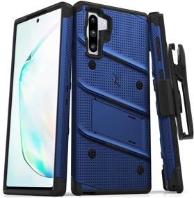 img 4 attached to ZIZO Bolt Series Samsung Galaxy Note 10 Case: Military-Grade Drop Protection with Kickstand, Belt Clip Holster & Lanyard - Blue/Black