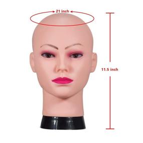 img 2 attached to 👩 FL Female Training Head Cosmetology Mannequin Head Stand: 21 Inch Bald Manikin for Wigs, Styling Hats, and Display - includes Free Clamp