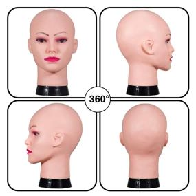 img 3 attached to 👩 FL Female Training Head Cosmetology Mannequin Head Stand: 21 Inch Bald Manikin for Wigs, Styling Hats, and Display - includes Free Clamp