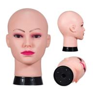 👩 fl female training head cosmetology mannequin head stand: 21 inch bald manikin for wigs, styling hats, and display - includes free clamp logo