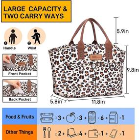 img 3 attached to 🐆 HOMESPON Leopard Print Insulated Lunch Bag Tote Cooler with Pockets for Women, Men – Ideal for Work, Shopping, or Travel, Reusable