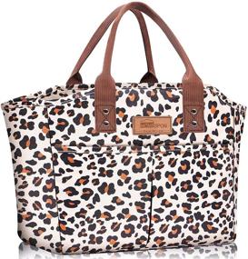 img 4 attached to 🐆 HOMESPON Leopard Print Insulated Lunch Bag Tote Cooler with Pockets for Women, Men – Ideal for Work, Shopping, or Travel, Reusable