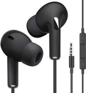 🎧 wired earbuds with mic, volume control, and noise isolation - powerful bass sound, black" logo