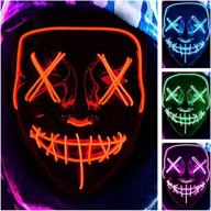 🎃 led halloween mask: light up scary purge mask for costume parties and masquerades - red logo