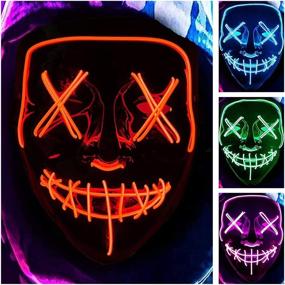 img 4 attached to 🎃 LED Halloween Mask: Light Up Scary Purge Mask for Costume Parties and Masquerades - Red