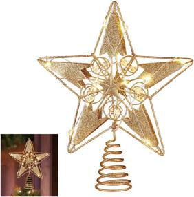 img 4 attached to 🌟 Gold LED Lighted Star Christmas Tree Topper - 12 Inch, Indoor Home Decorations