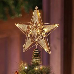 img 3 attached to 🌟 Gold LED Lighted Star Christmas Tree Topper - 12 Inch, Indoor Home Decorations