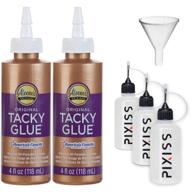 🎨 aleene's tacky glue craft glue - 4-ounce 2-pack, aleene's original tacky glue, quick-drying tacky glue, all-purpose precision craft glue, 3 pixiss 20ml needle tip applicator and refill bottles, funnel logo