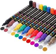 🎨 emooqi paint pens - 12 pack oil-based painting marker pen set for rocks, wood, fabric, plastic, canvas, glass, mugs & diy crafts - waterproof & write on anything logo