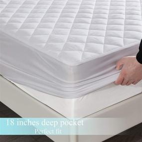 img 3 attached to 🛏️ Wamsound 100% Waterproof Queen Size Mattress Pad: Quilted Fitted Cover, Deep Pocket, Super Soft and Breathable Cooling Topper