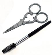 🔪 stainless steel facial hair grooming scissors with stylish handles - nose, mustache, beard, eyebrow, eyelash, ear trimming kit for men and women by rendezvous logo