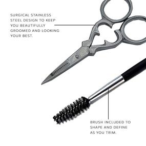 img 2 attached to 🔪 Stainless Steel Facial Hair Grooming Scissors with Stylish Handles - Nose, Mustache, Beard, Eyebrow, Eyelash, Ear Trimming Kit for Men and Women by Rendezvous