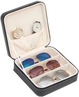 🕶️ aco & bebe house 3-slot sunglasses organizer - faux leather travel jewelry storage box logo