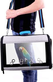 img 4 attached to 🐦 Ultimate Mobility and Comfort: GABraden Lightweight Bird Carriers for Travel - Portable Bird Travel Cage Suitcase (Blue)