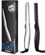 🧔 revolutionary beard straightener comb for men: quick electric heated brush styler for travel, portable styling iron with multifunctional straightening brush logo