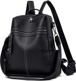 img 3 attached to Leather Backpack Convertible Shoulder Rucksack Women's Handbags & Wallets for Fashion Backpacks