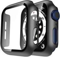 набор чехлов tauri из закаленного стекла и поликарбоната для apple watch se series 6 5 4 44 мм - полная защита, тонкий дизайн, черный. логотип