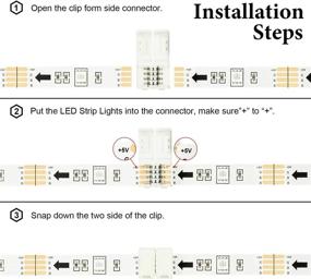 img 3 attached to 🔌 Набор разъемов для светодиодных лент без пайки, подходит для 10 мм 4-контактных SMD 5050 RGB светодиодных ламп - включает 5X линейных разъемов, 3X разъема L-образной формы, 2X разъема T-образной формы (10 штук в упаковке)