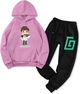 👕 stylish sweatsuit set: karl jacobs unisex fleece hoodies and sweatpants combo for adults - fashionable 2 piece outfit logo