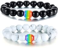 🌈 xuanpai handmade lgbtq+ rainbow pride relationship bracelet - lava rock & tiger eye stone bead bracelet for lesbians & gays logo