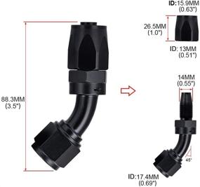 img 1 attached to PTNHZ Универсальный 8AN 45-градусный поворотный наконечник шланга для нейлоновой плетеной топливной магистрали Комплекты масляного охладителя шланга Адаптер шланга Анодированный алюминиевый сплав Черный 2 Pack