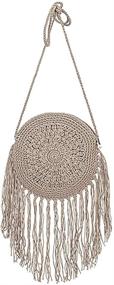 img 1 attached to Stylish Van Caro Women's Cotton Crochet Tassel Shoulder Purse - Chic Bohemian Messenger Bag