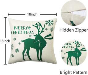 img 2 attached to 🎄 CAROMIO Merry Christmas Decorations Pillow Covers 18x18 Inch Set of 4 - Festive Xmas Snowman Deer Design - Green Christams Cotton Linen Winter Holiday Party Cushion Covers for Sofa Couch