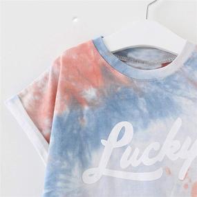 img 2 attached to 👚 Ashmyova Girls Casual Tunic Tops - Fashionable Girls Tie Dye Graffiti Print T-Shirt with Short Sleeves for Summer