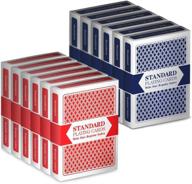 🃏 brybelly 12 decks: set of wide-size, regular index playing cards - 6 red/6 blue, plastic-coated, classic poker size логотип