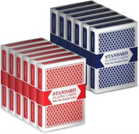 img 4 attached to 🃏 Brybelly 12 Decks: Set of Wide-Size, Regular Index Playing Cards - 6 Red/6 Blue, Plastic-Coated, Classic Poker Size