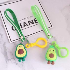 img 1 attached to 🥑 Soft PVC Key Ring Leaf Couple Keychain - Green Avocado 3D Key Chain Gift for Men and Women