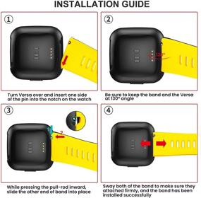 img 1 attached to 🖤 Silicone Bands Compatible with Fitbit Versa/Versa 2/Versa Lite/Versa Special Watch - Soft Replacement Sport Wristbands for Men and Women (Black-Yellow, Small)