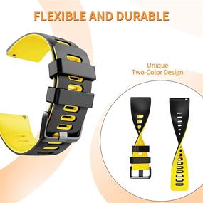 img 3 attached to 🖤 Silicone Bands Compatible with Fitbit Versa/Versa 2/Versa Lite/Versa Special Watch - Soft Replacement Sport Wristbands for Men and Women (Black-Yellow, Small)