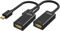 🔌 2 пакет мини-адаптер displayport на hdmi - мини dp (совместимый с thunderbolt) на hdmi 4kx2k конвертер с золотым покрытием для macbook pro, macbook air, mac mini, microsoft surface pro 3/4 логотип