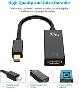 img 3 attached to 🔌 2 Пакет мини-адаптер DisplayPort на HDMI - Мини DP (совместимый с Thunderbolt) на HDMI 4Kx2K Конвертер с золотым покрытием для MacBook Pro, MacBook Air, Mac Mini, Microsoft Surface Pro 3/4