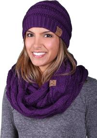 img 4 attached to 🧣 Funky Junque Womens Infinity Scarf and Slouchy Knit Beanie Winter Set - Fashionably Coordinated Accessories for Women