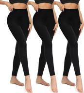 👖 3-pack high-waisted black women's soft leggings | non-transparent tummy control workout yoga pants logo